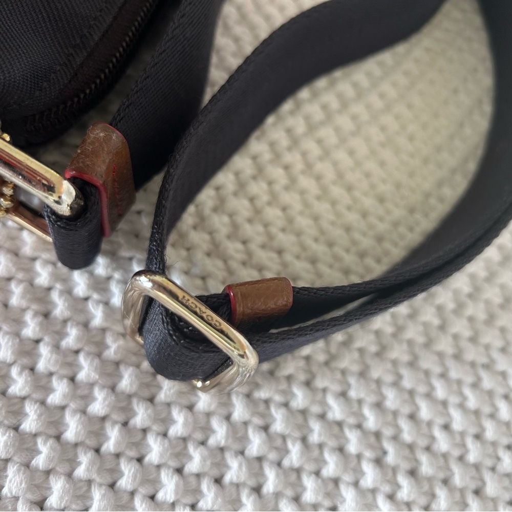 Coach Sawyer Navy Adjustable Crossbody with Tan Trim and Red Stitching - Picture 5 of 10